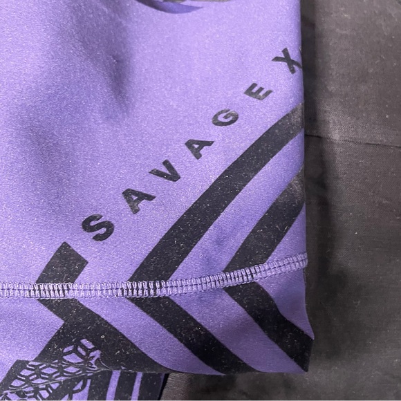 Savage X Fenty Special FX Leggings M 8-10 Purple Black Performance Rhianna - Picture 6 of 9